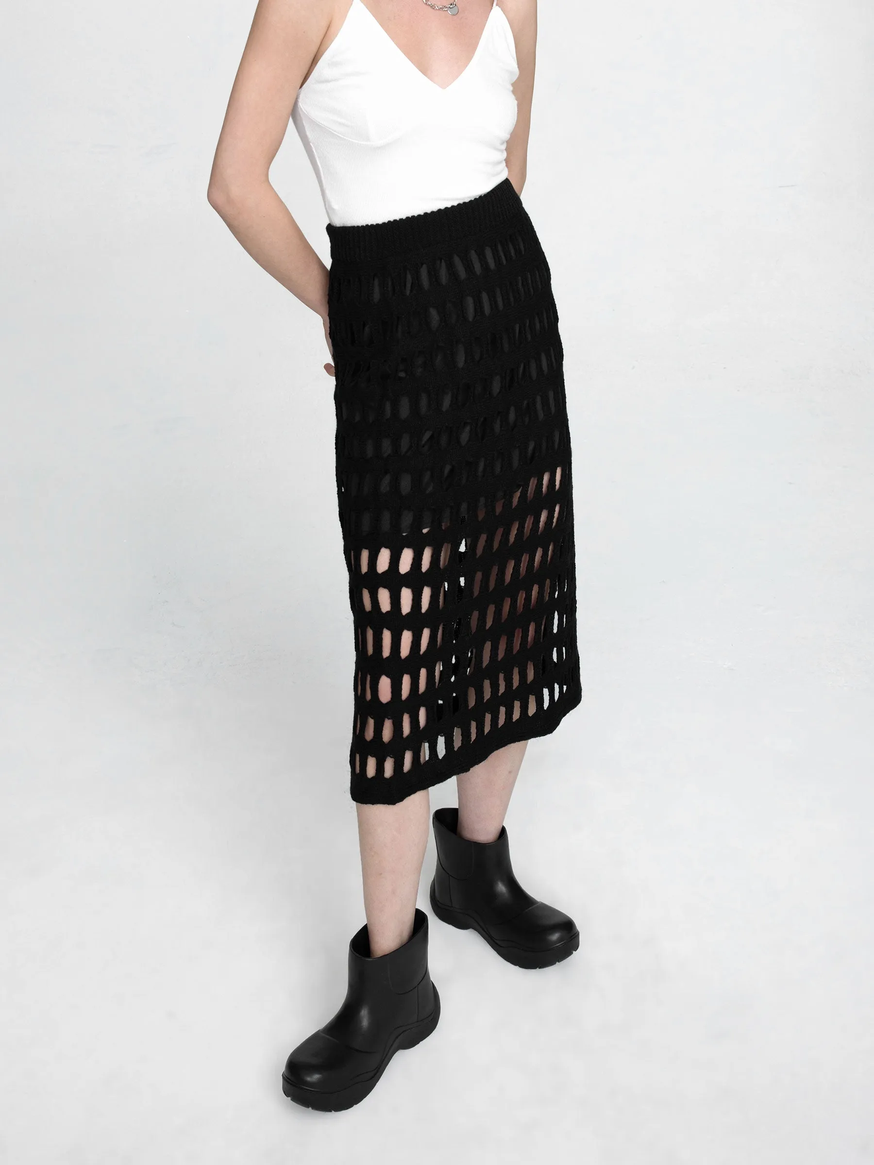 Large Mesh Midi Skirt