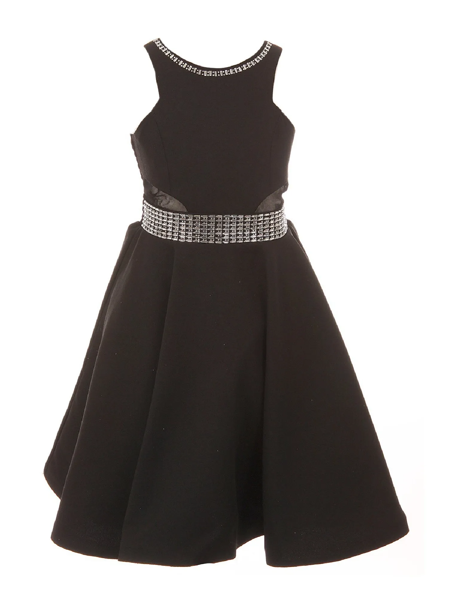 Little Girls Black Studs Fitted Flower Girl Dress 4-6