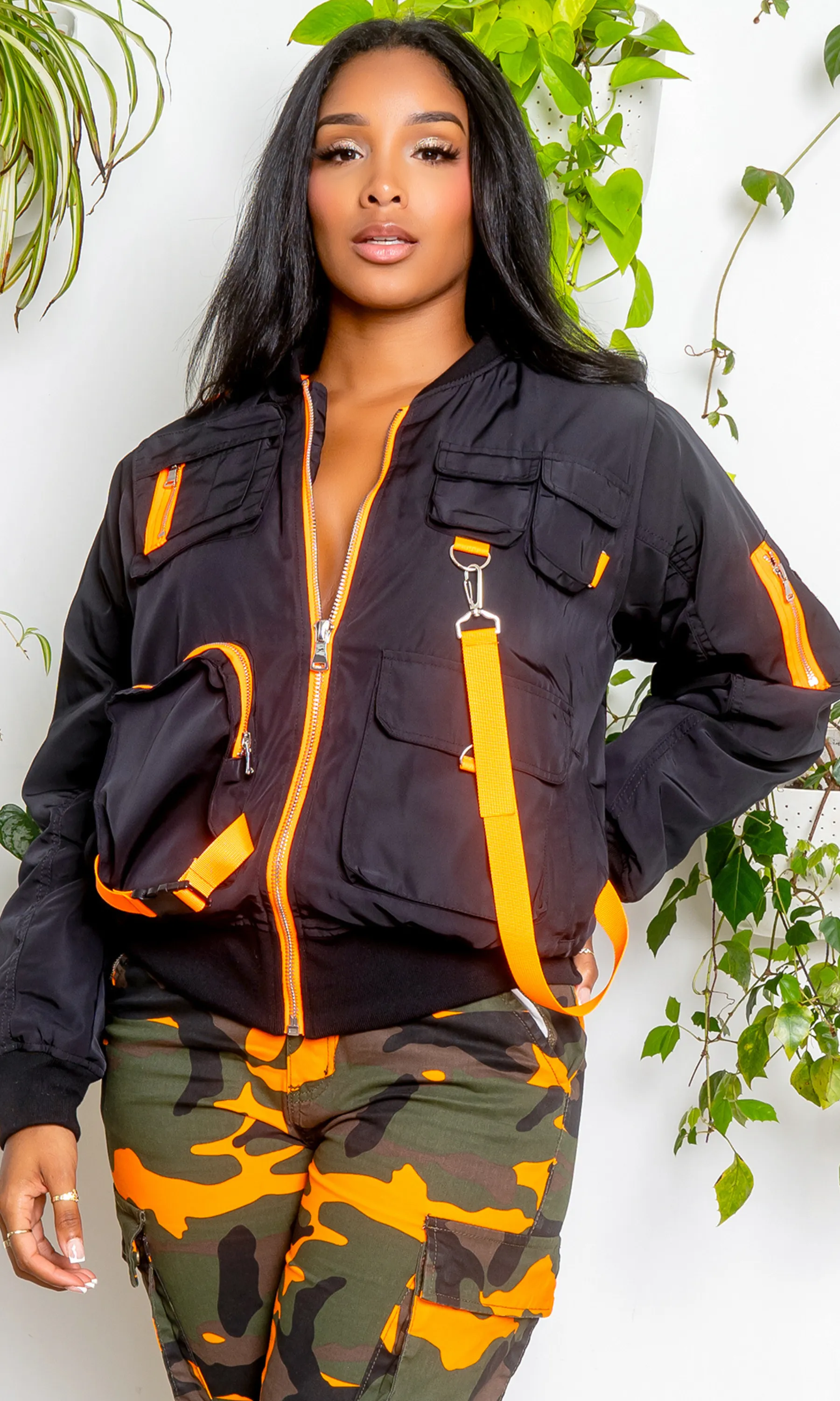 Utility Jacket - Black/ Orange FINAL SALE